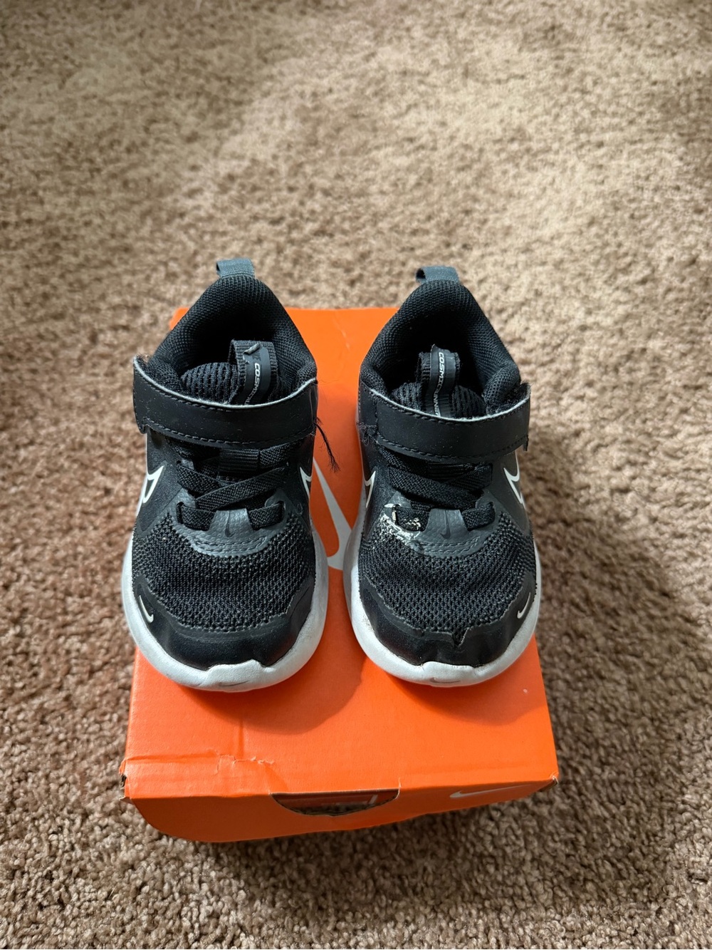 Nike Kids Black and White Velcro Athletic Sneakers